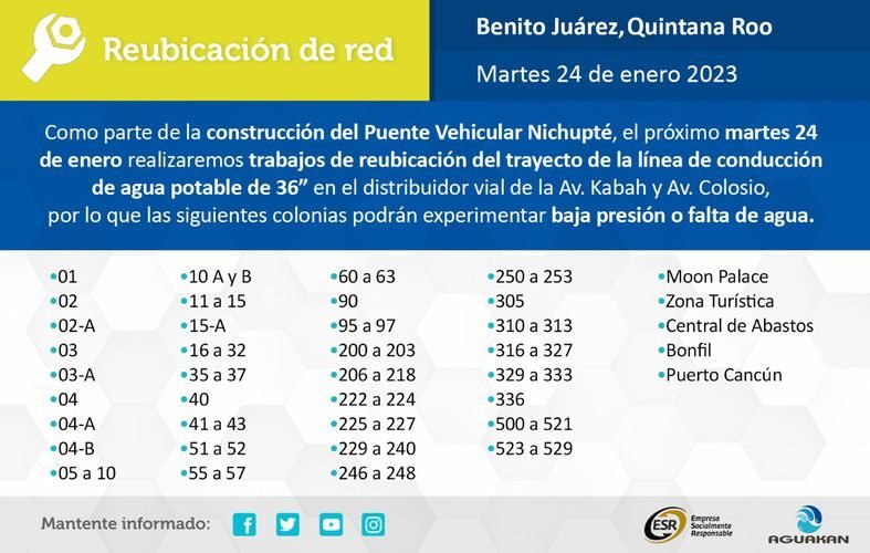 Anuncian falta de agua en estas regiones de Cancún expedienteconfidencial