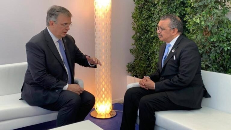 Ebrard presenta iniciativa para reconocimiento de vacunas a director de la OMS