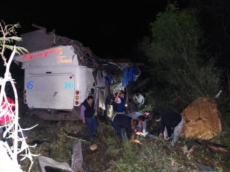 Al menos 30 lesionados por caída de autobús a barranco en Oaxaca