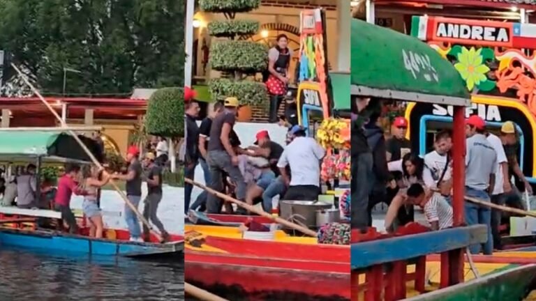 #Video Se desata pelea campal a bordo de trajineras en Xochimilco