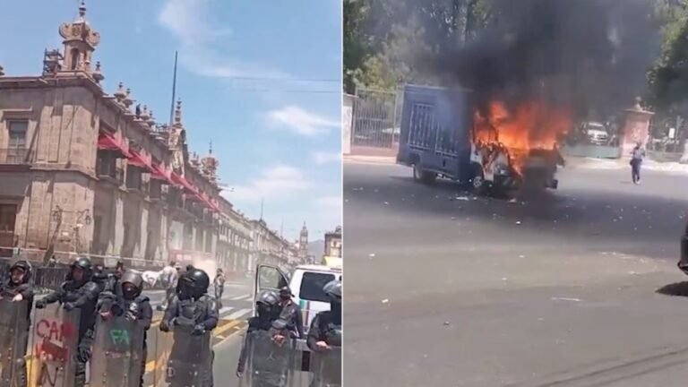 Comuneros de Arantepacua desatan violenta protesta en Morelia
