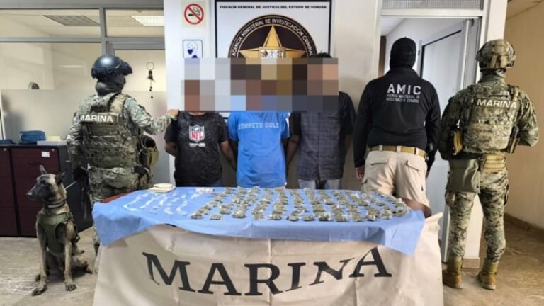 Marina detuvo en Ciudad Obregón a 22 presuntos delincuentes y aseguró droga y armas